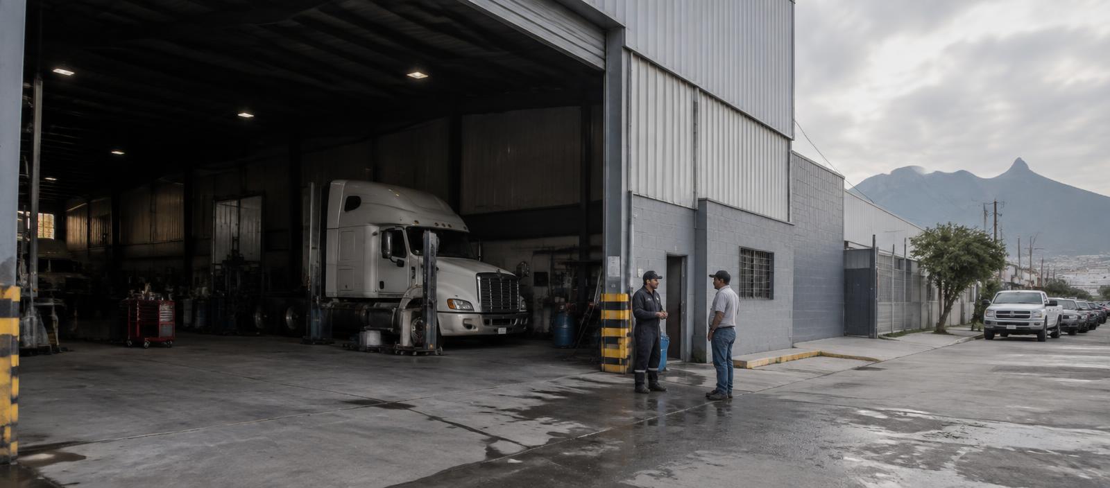 Acceso a un taller de mantenimiento para tractocamiones en Monterrey